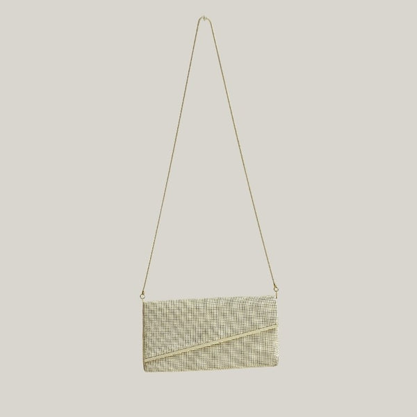 Vintage Envelope Ivory Metal Mesh Sling Bag