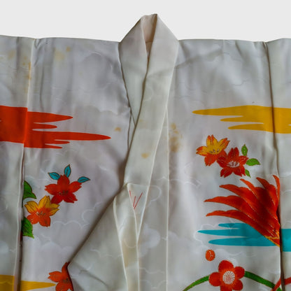 Vintage White Floral Kids Haori