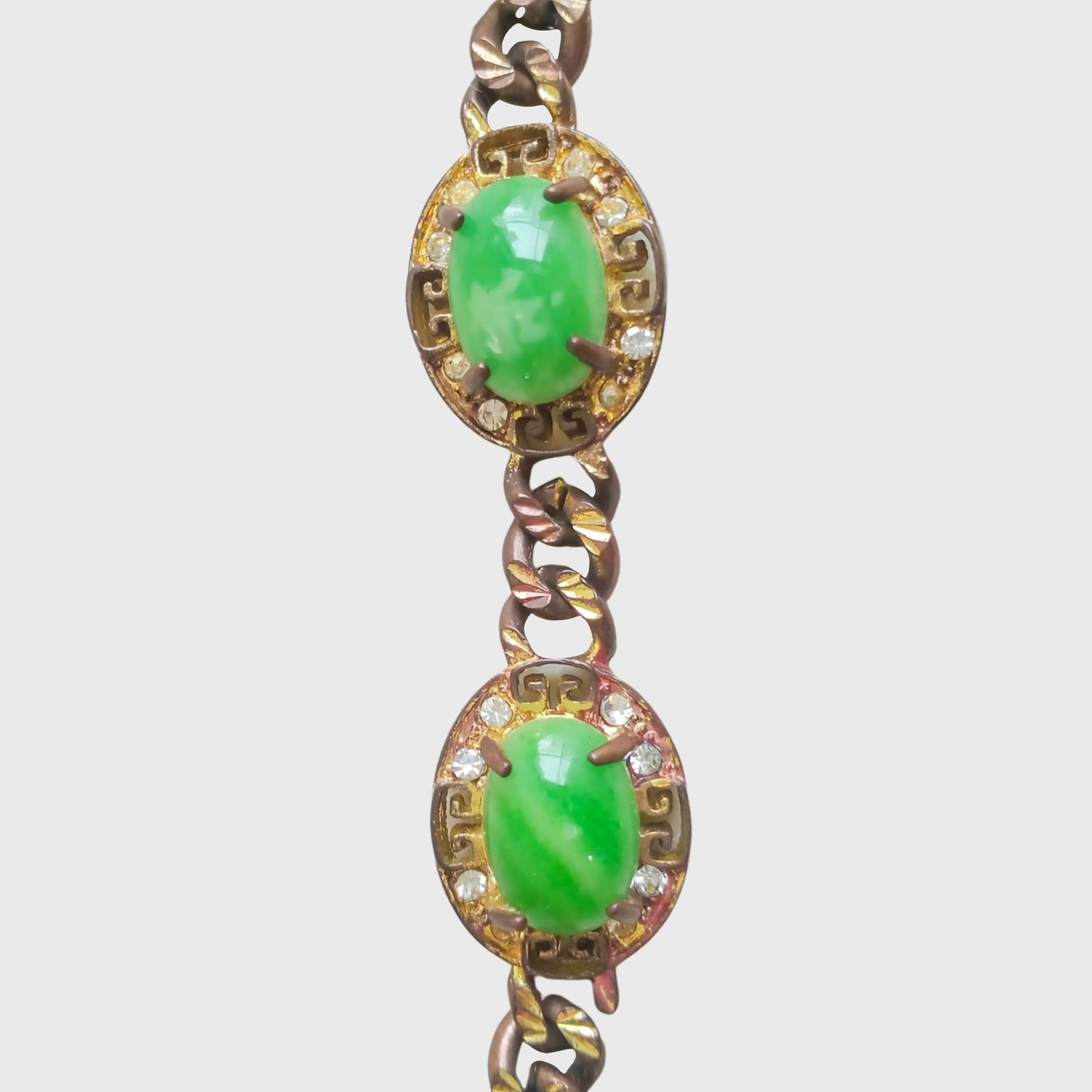 Oval Bracelet with Green Accents