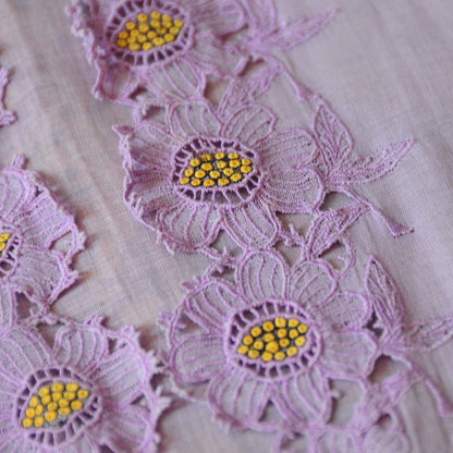 Vintage Purple Indonesian Kebaya with Zinnia Flower Embroidery