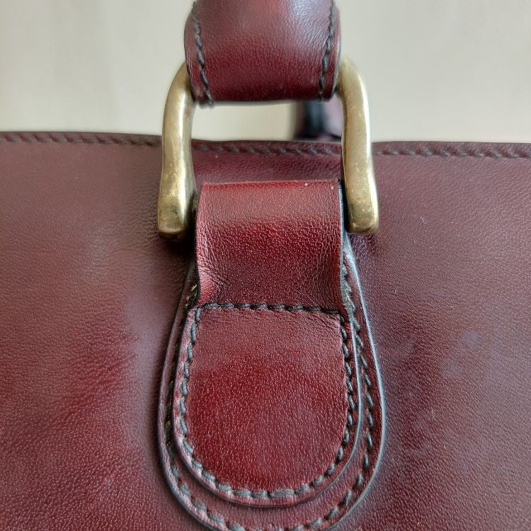 Vintage Female Business Bordeaux Leather Hand Bag