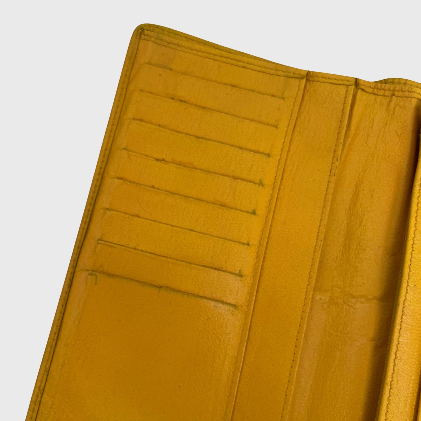 Vintage Slim Yellow Leather Long Wallet