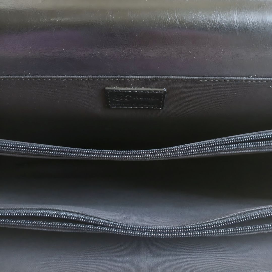 Vintage Document Black Leather Briefcase Bag