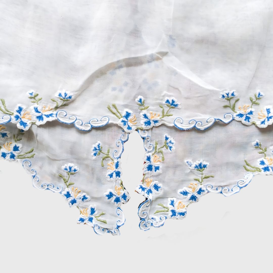 Vintage Blue Floral Simple Encim Kebaya