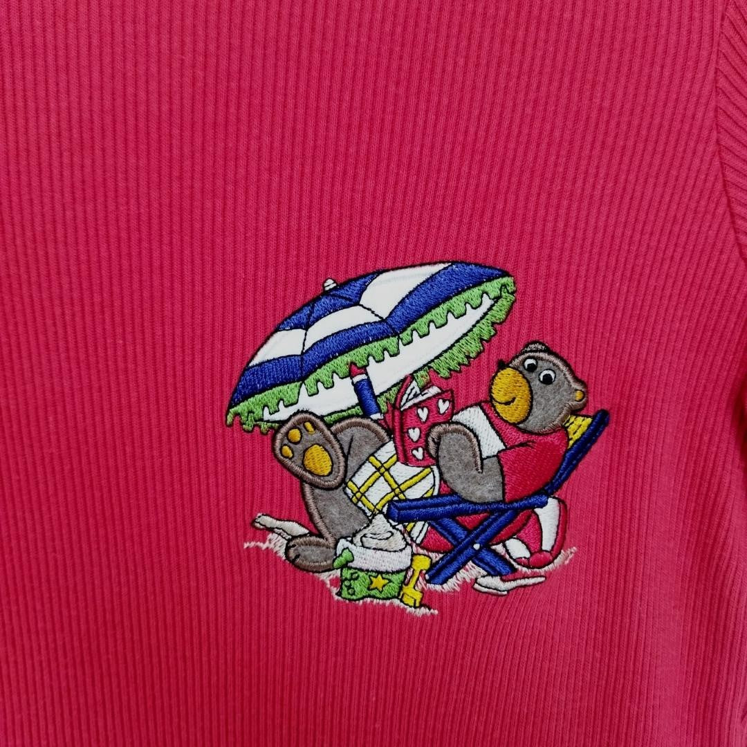 Vintage Red Bear Embroidery Shirt