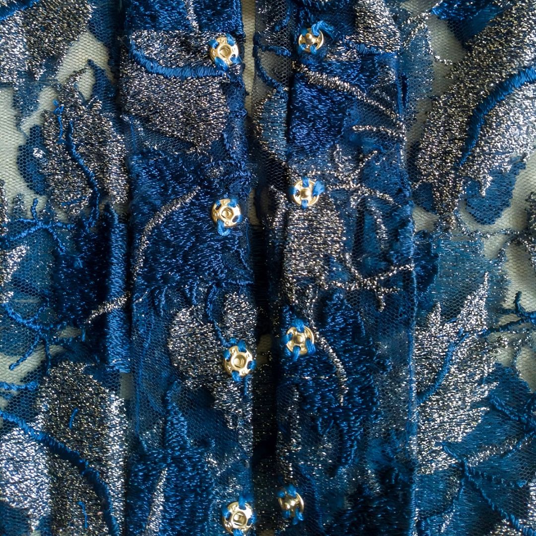 Vintage Silver Blue Kebaya Lace