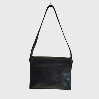 Vintage Plain Square Black Patent Leather Shoulder Bag