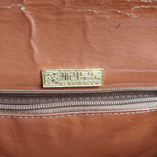 Vintage Croc Texture Brown Leather Shoulder Bag