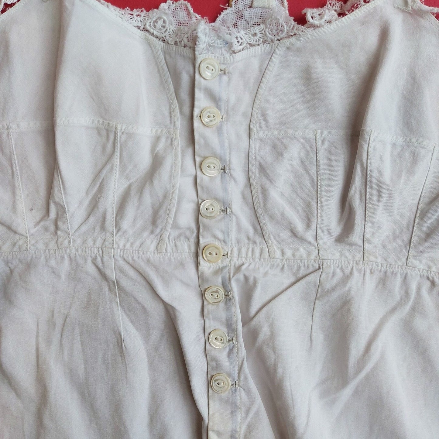 Indonesian Vintage Camisole in White with Kerancang Embroidery