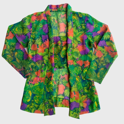 Vintage Green Purple Floral Kebaya Kutubaru