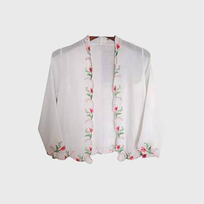 Vintage Inspired Indonesian Encim Kebaya with Floral Embroidery