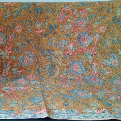 Vintage Peranakan Hand Drawn Tiga Negeri Batik with Peacock and Floral Signed Sie Djien Soen