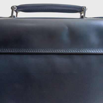 Vintage Business Black Leather Briefcase Bag