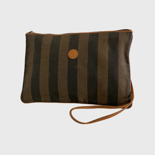 Vintage Pequin Sacoche Brown Leather Clutch Bag